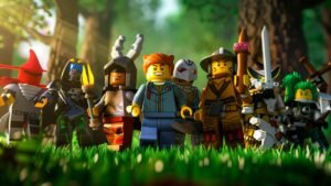 Imagem ilustrativa mostrando diversos personagens do Roblox reunidos em um cenário de floresta. Cada avatar possui roupas, armas e acessórios diferentes, destacando a grande variedade de estilos e possibilidades de personalização disponíveis na plataforma.